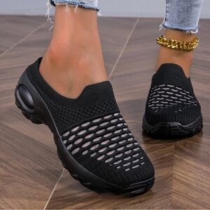Alora Mesh Orthopedic Walking Shoes Black Mesh Slip-On Women's Shoes